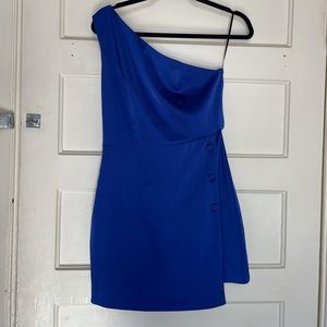 Satin Blue Revolve Mini Dress